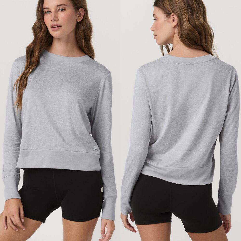 Vuori Daydream Boxy Long Sleeve Crew Neck Top Womens L Large Gray Performance
